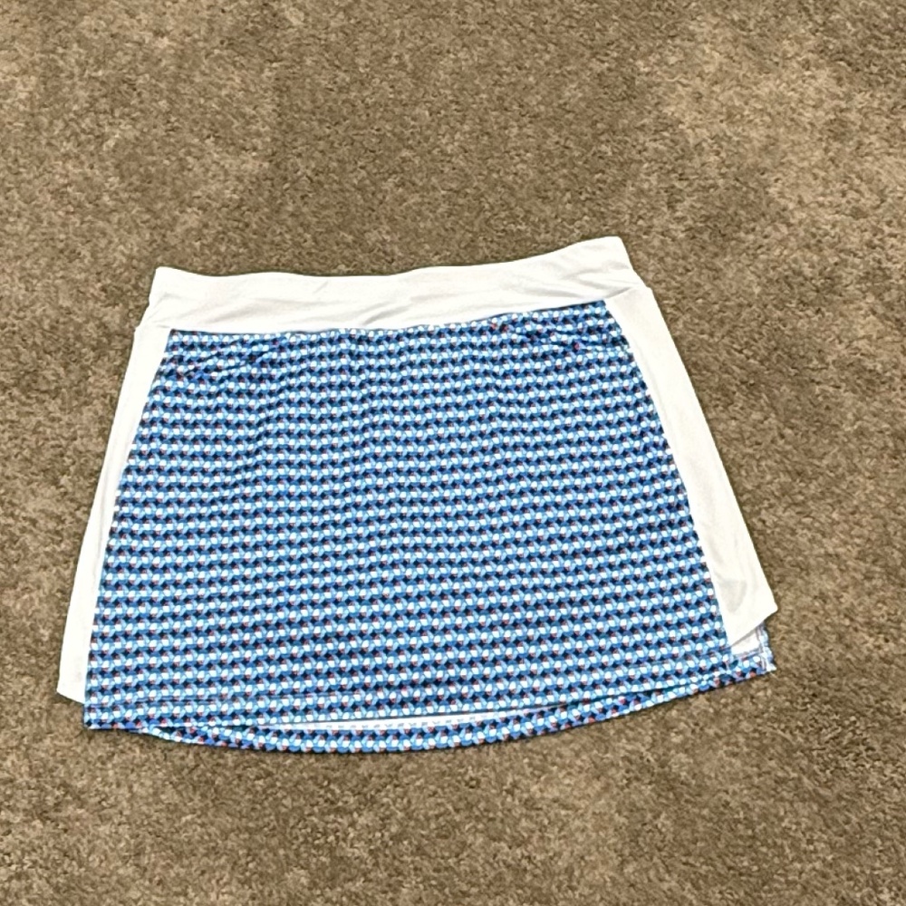 PGA Tour Women's Golf Skort Size L Blue White Geometric Print Athletic Tennis - Picture 3 of 6